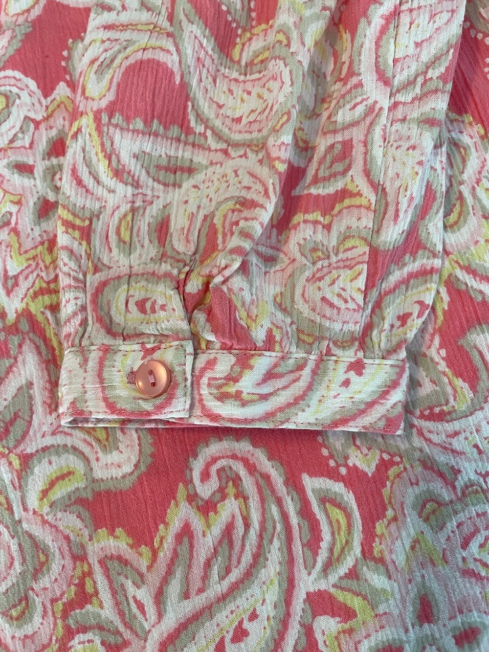 Appleseed's Coral Pink Paisley Button-Front Blouse - Picture 6 of 9